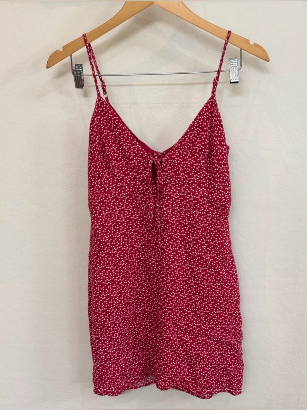 Honey Punch Red Star Print V-Neck Cami Mini Dress Size S Casual Cottagecore